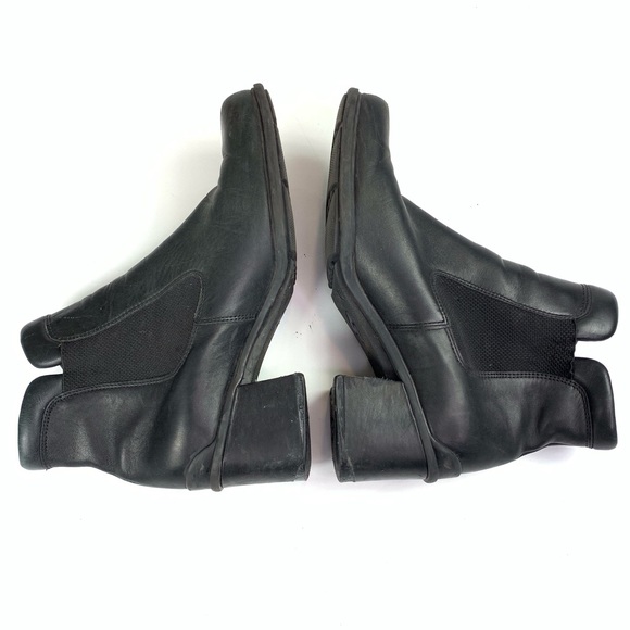 Ecco Boots Heeled Ankle Black Leather Size 8 - Picture 4 of 6